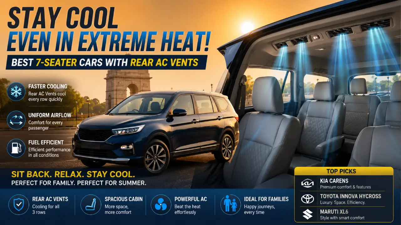 Beat Delhi’s Heat! Best 7-Seater Family Cars Under ₹15 Lakh with Powerful Rear AC Cooling