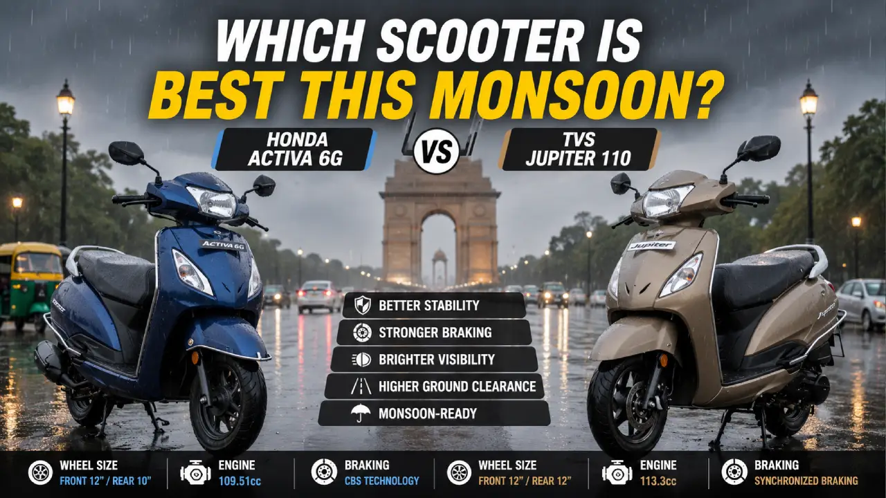 Honda Activa 6G or TVS Jupiter? Check the Safest Scooter for Monsoon Rides Before You Book