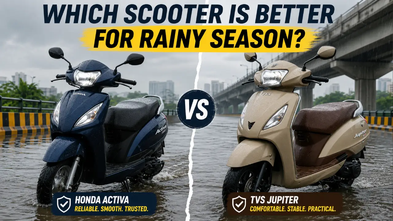 Honda Activa vs TVS Jupiter: Which Scooter Is Safer in Heavy Rain? Price, Mileage & Monsoon Comparison