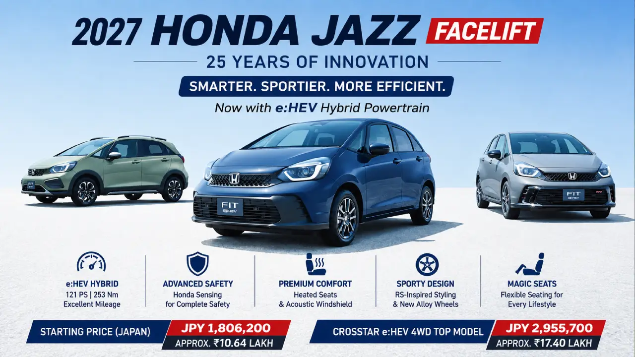 2027 Honda Jazz Facelift Debuts With Sportier Design, Hybrid Power And Fresh Updates