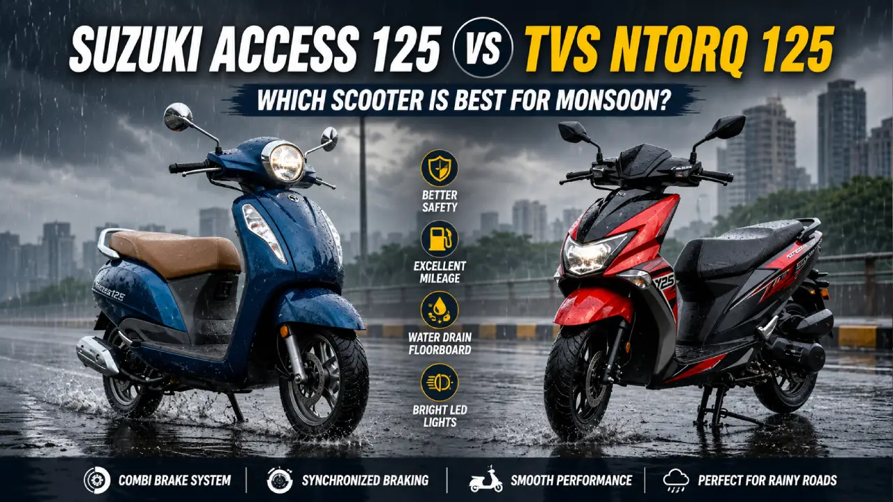 Suzuki Access 125 vs TVS Ntorq 125: Which Scooter Performs Better in Monsoon? Check Price, Mileage & Features